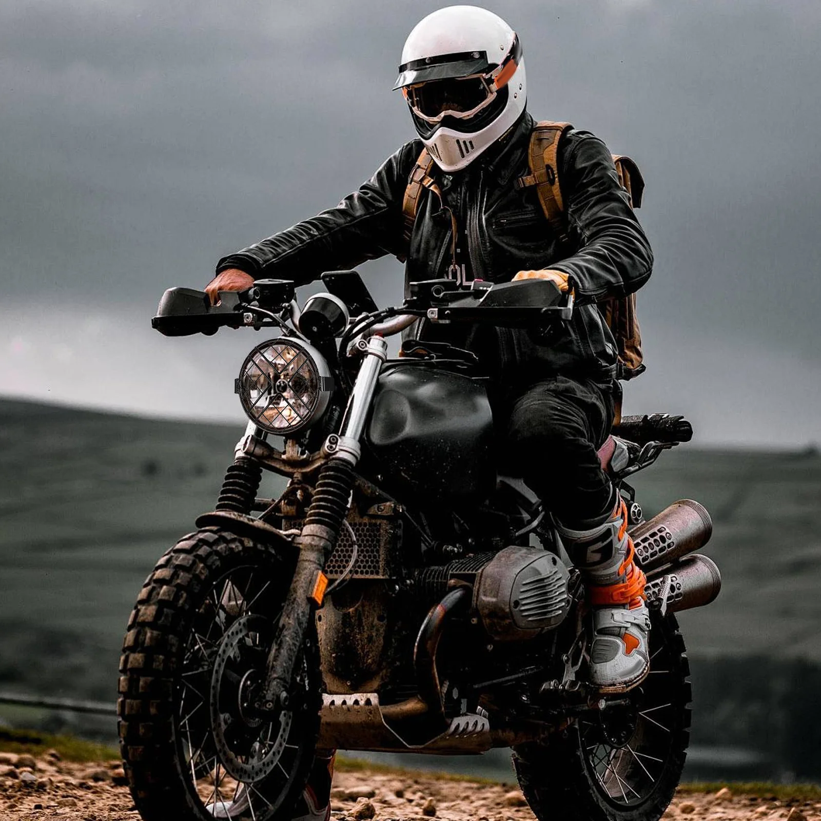 

Motorcycle Headlight Grill Mesh Cover Black Durable Metal Protector Guard Universal Fit Front Headlamp Cover Sturdy Light Shield