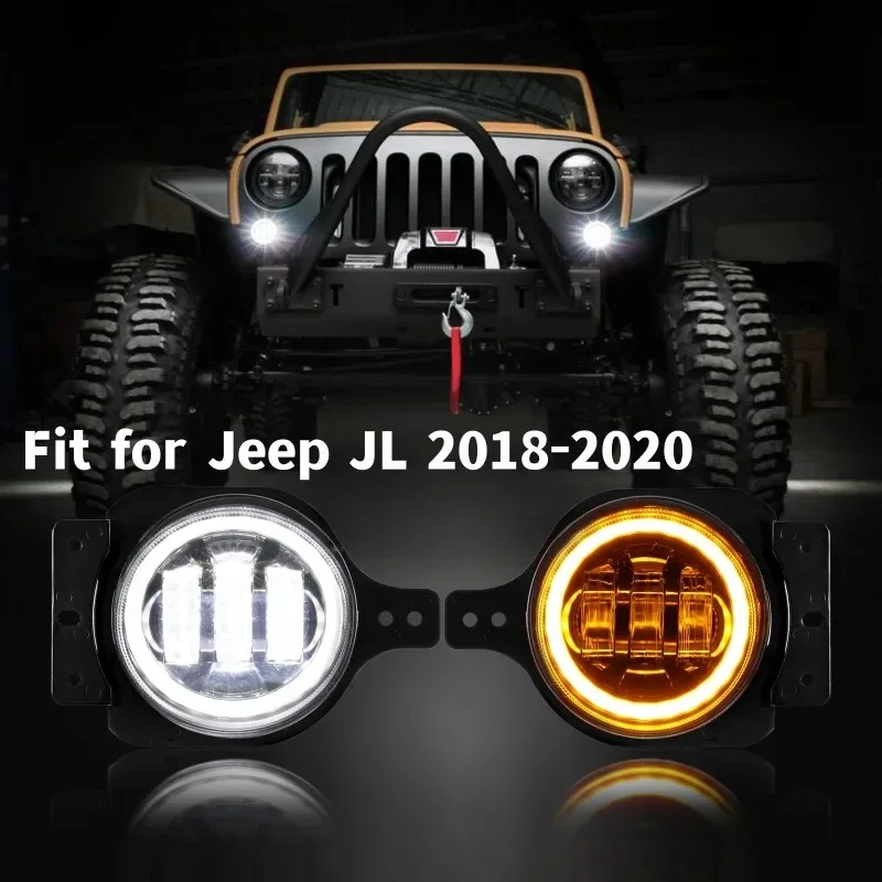 

2Pcs/Set 4 Inch Car LED Fog Lights Signal Lamp with/without Angel Eyes Fit for Jeep JL 2018-2020