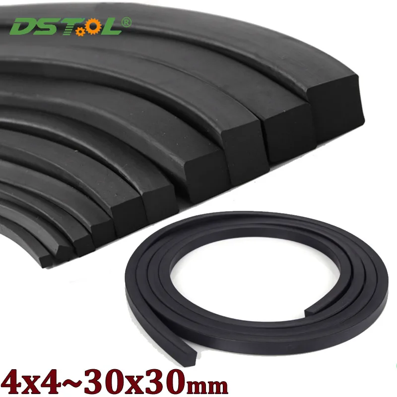 

Black Solid Square Fluorine Rubber Sealing Strip Acid And Alkali Corrosion Oil resistance 4x4~30x30mm For Door Window Cabinets