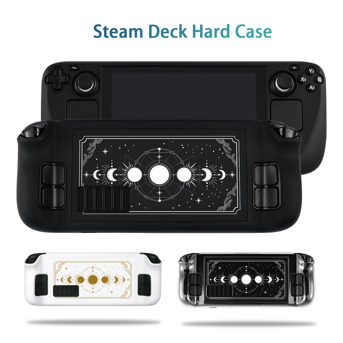스팀 데크 케이스 문 페이즈 콘솔 커버 하드 PC 보호용 긁힘 방지 미끄럼 방지 검정색 흰색 투명 쉘 케이스 액세서리
