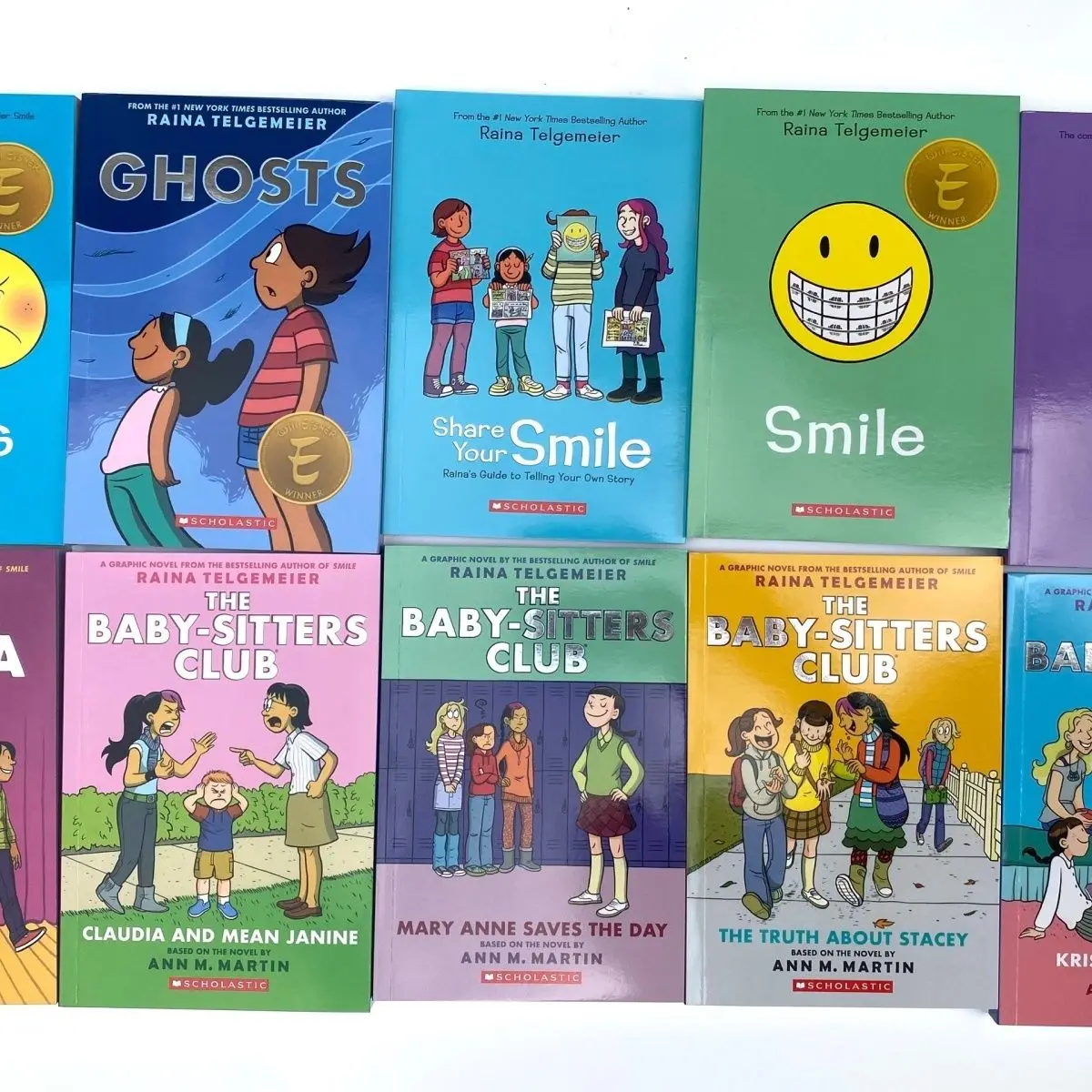 10 buku Raina Telgemeier bahasa Inggris tersenyum anak warna penuh grafis Novel, anak-anak gambar suasana hati buku