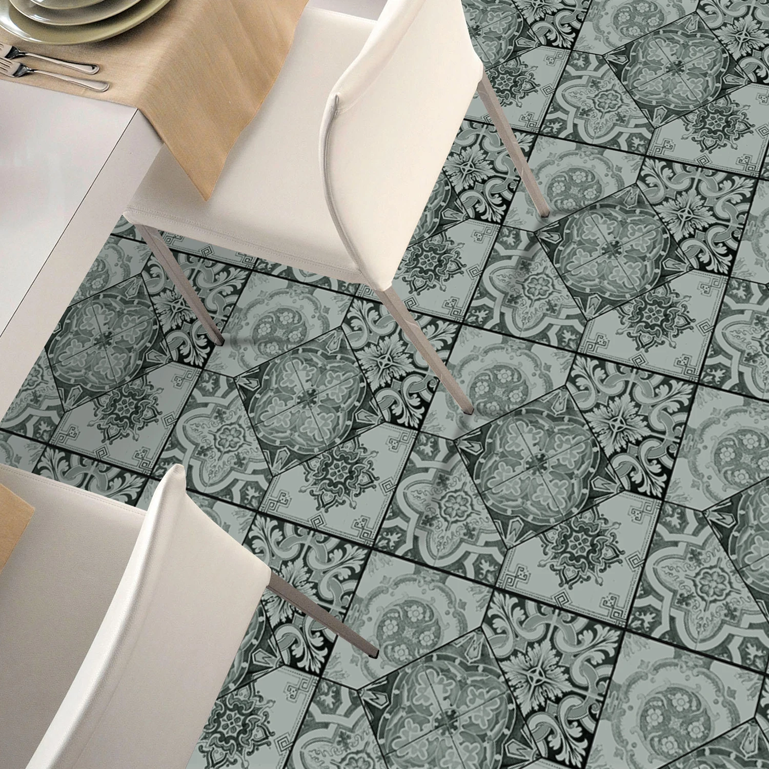 

Peel and Stick Moroccan Tile Stickers Self Adhesive Waterproof Floor Wall Decals (20x20cm/30x30cm, 5/20PCS)