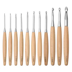 3-12mm Solid Wood Handle Crochet Knitting Needles Hooks Multi Size Sewing Accessories Wool Crocheting Lace Weave Craft Needle