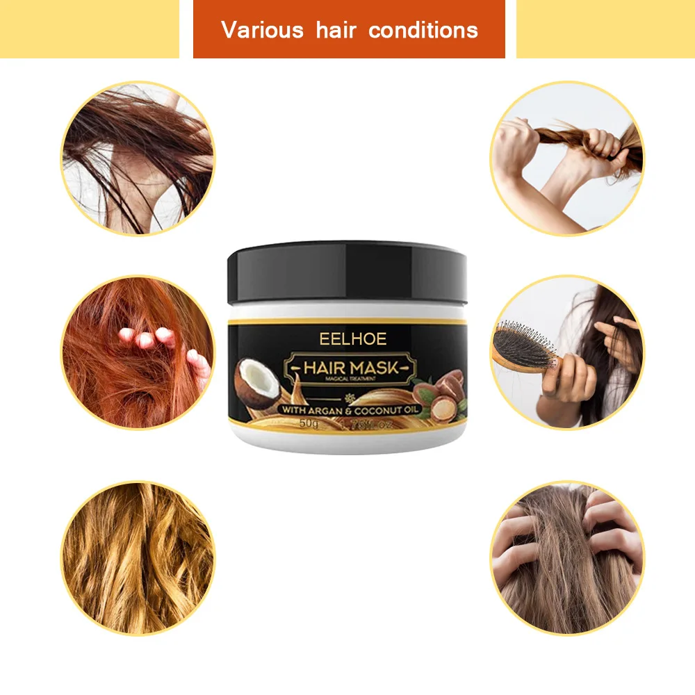 Argan Coconut Oil Hair Mask Professional Hair Treatment Cream Smoothing Straightening Soft Repair Damaged Frizz Hair Care