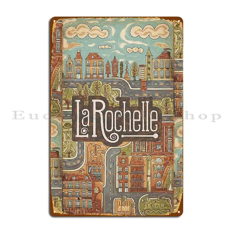 La Rochelle ciudad de Francia caprichosa Retro Doodle arte cartel de Metal Vintage crear Vintage Rusty Club cartel de estaño cartel