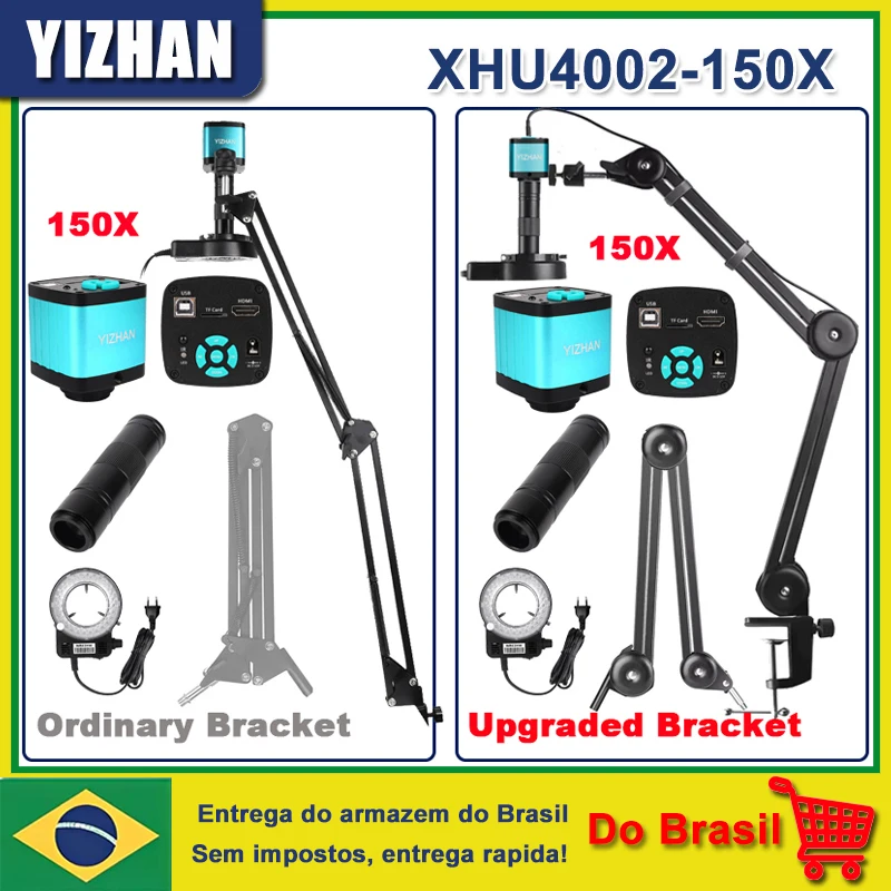 Microscope numérique électronique YIZHAN avec objectif zoom 150x, caméra de soudage 4K 48MP HD, HDMI, USB, IMX327, éclairage annulaire, support pliable et réparation de circuits imprimés. 1080p 60 FPS Software livre