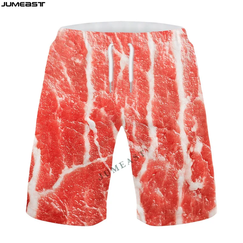 Jumeast Y2K Pantaloncini da surf Hip Hop con stampa 3D per carne alimentare Pantaloni sportivi da spiaggia casual ad asciugatura rapida Uomo Donna Tronchi corti