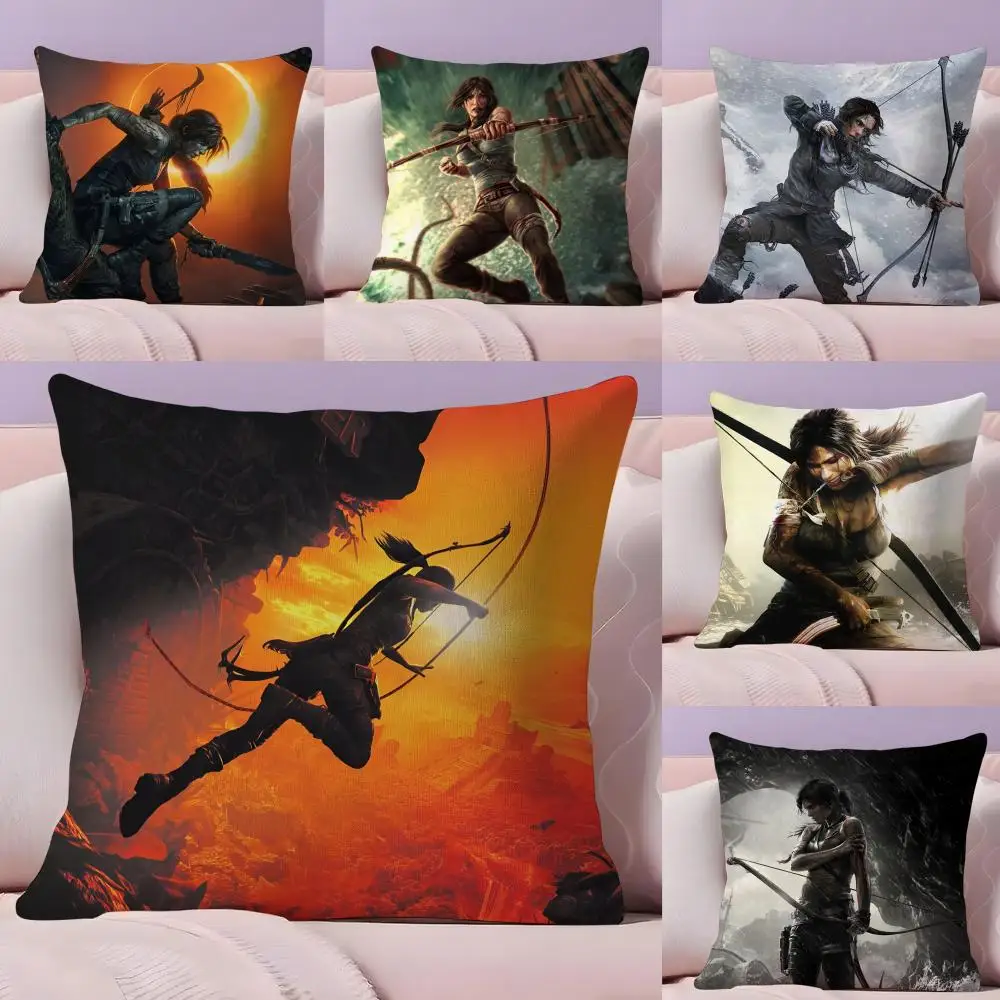 

S-shadow of the Tomb R-Raider Pillow Case Plush Fabric Soft Double-Sided Printed Sofa Home Decor Fine Winter Gift Cushion Cover
