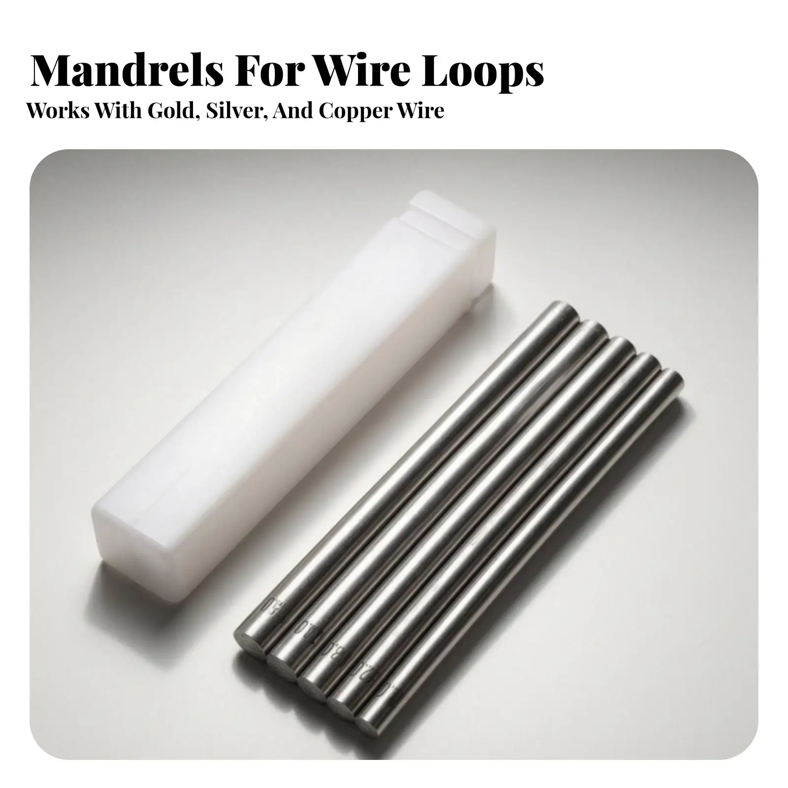 Wire Winding Mandrel Rod Set Stainless Steel 5 Sizes Jewelry Loop Making Tool for Metal Craft Work