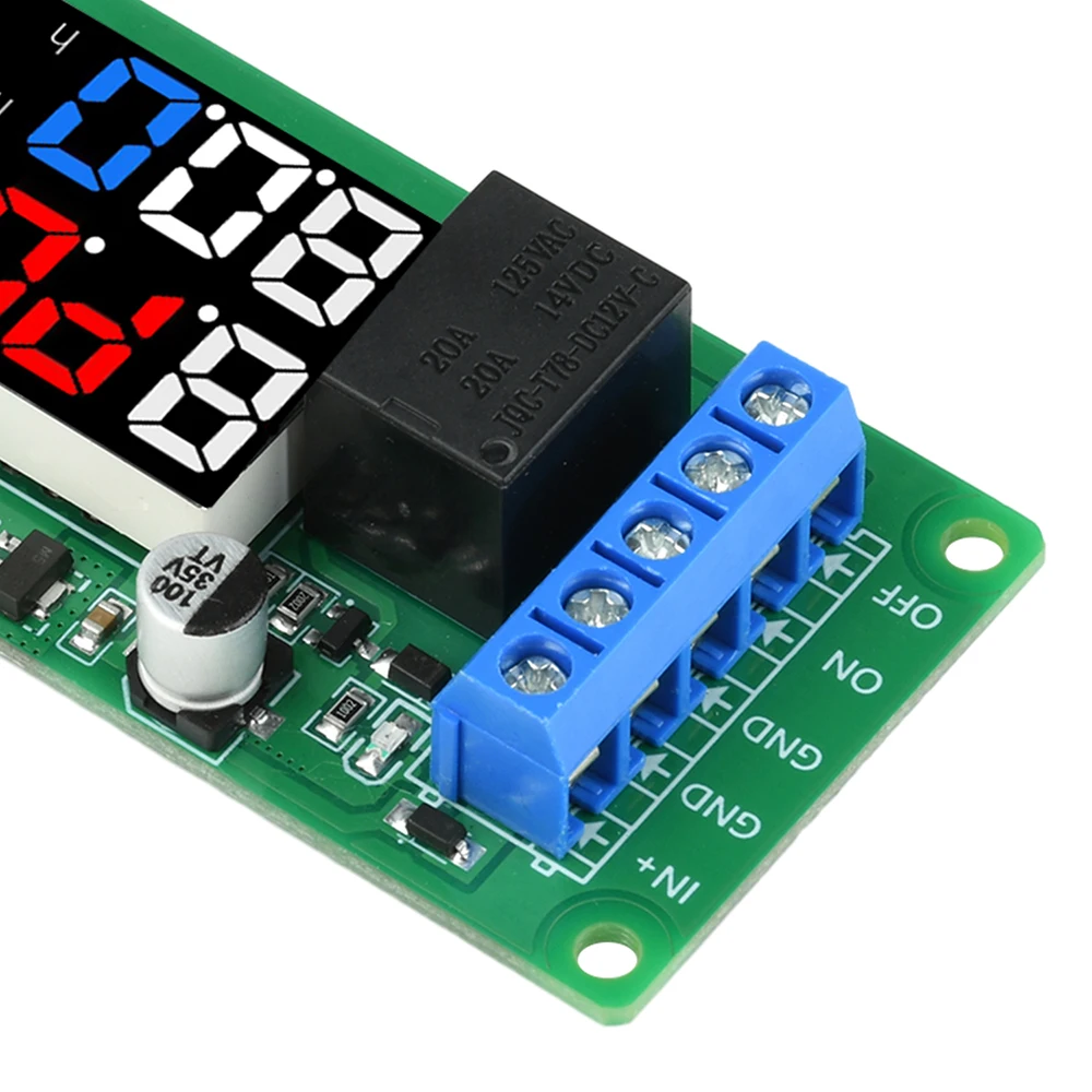 T2101 DC 12V LED Delay Relay Module Dual-mode 1-channel Normally Open/Normally Closed Relay Digital Cycle Timer Relay Controller