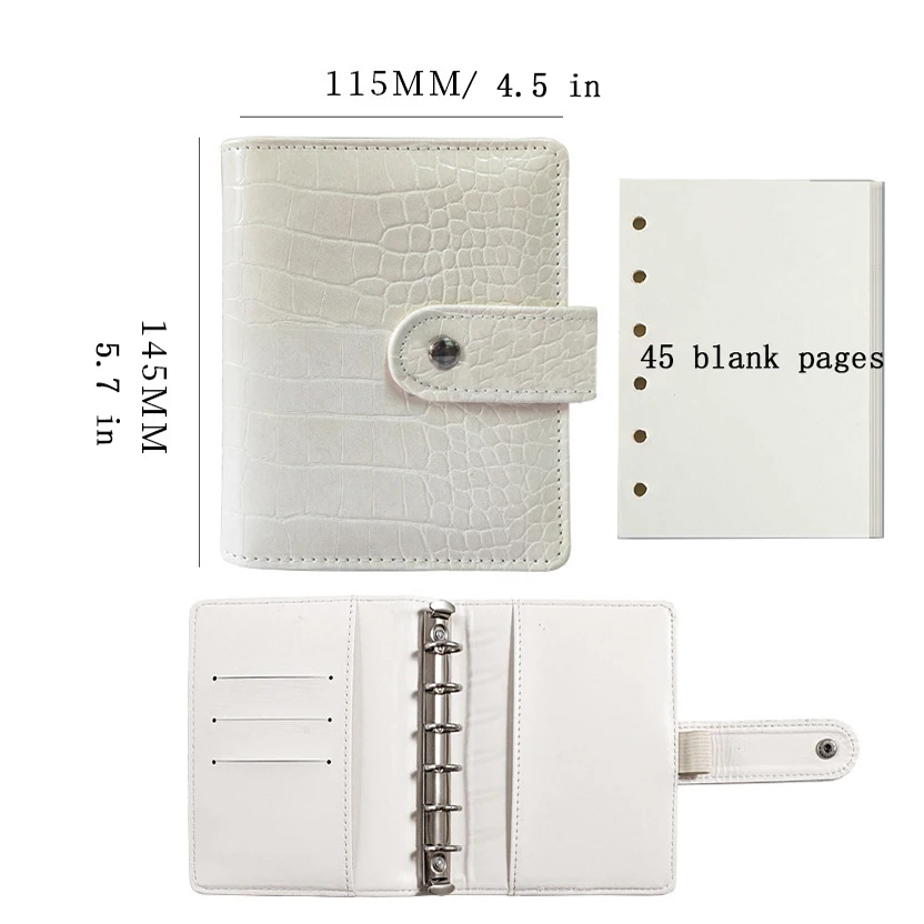 Imagem -06 - Faux Crocodilo Couro Notebook Pequeno Notepad Folhas Orçamento Portátil Binder com 45 em Branco Dentro Páginas a7