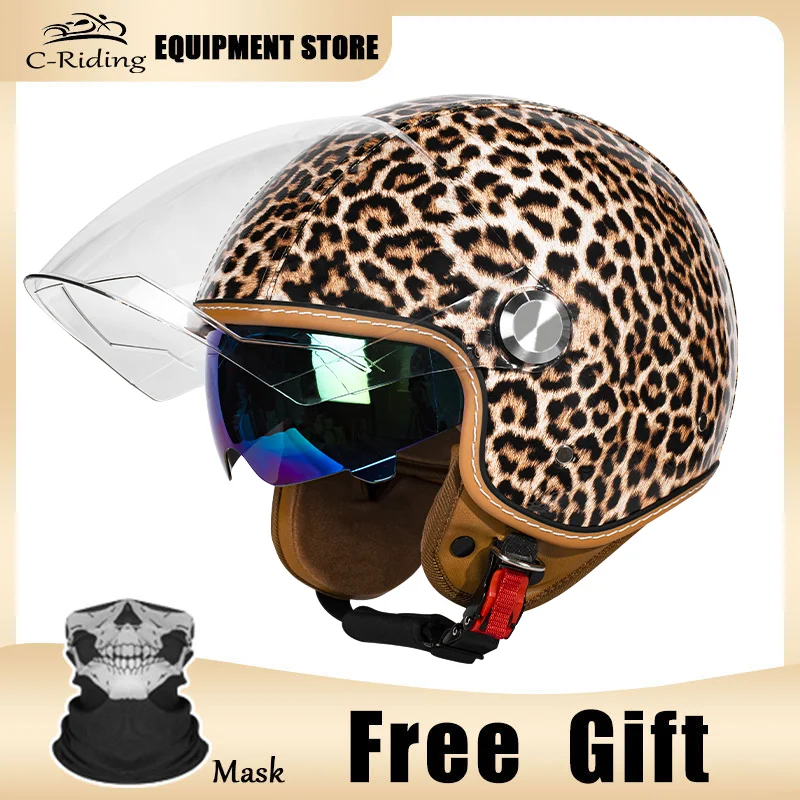 

2025 Новый дизайн 3/4, мотоциклетный шлем с открытым лицом и двумя козырьками, сертифицированный DOT, повышенная безопасность для ночной езды, унисекс для взрослых