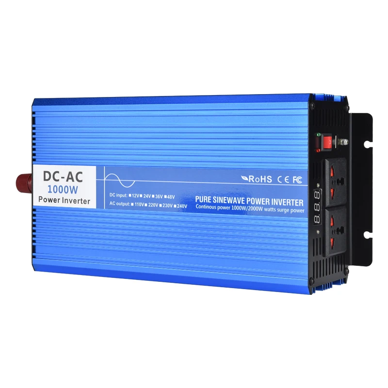 High Quality 12v 24v DC to AC 110v 220v Pure Sine Wave Inverter Power Inverter 1000w 1500W 2000W