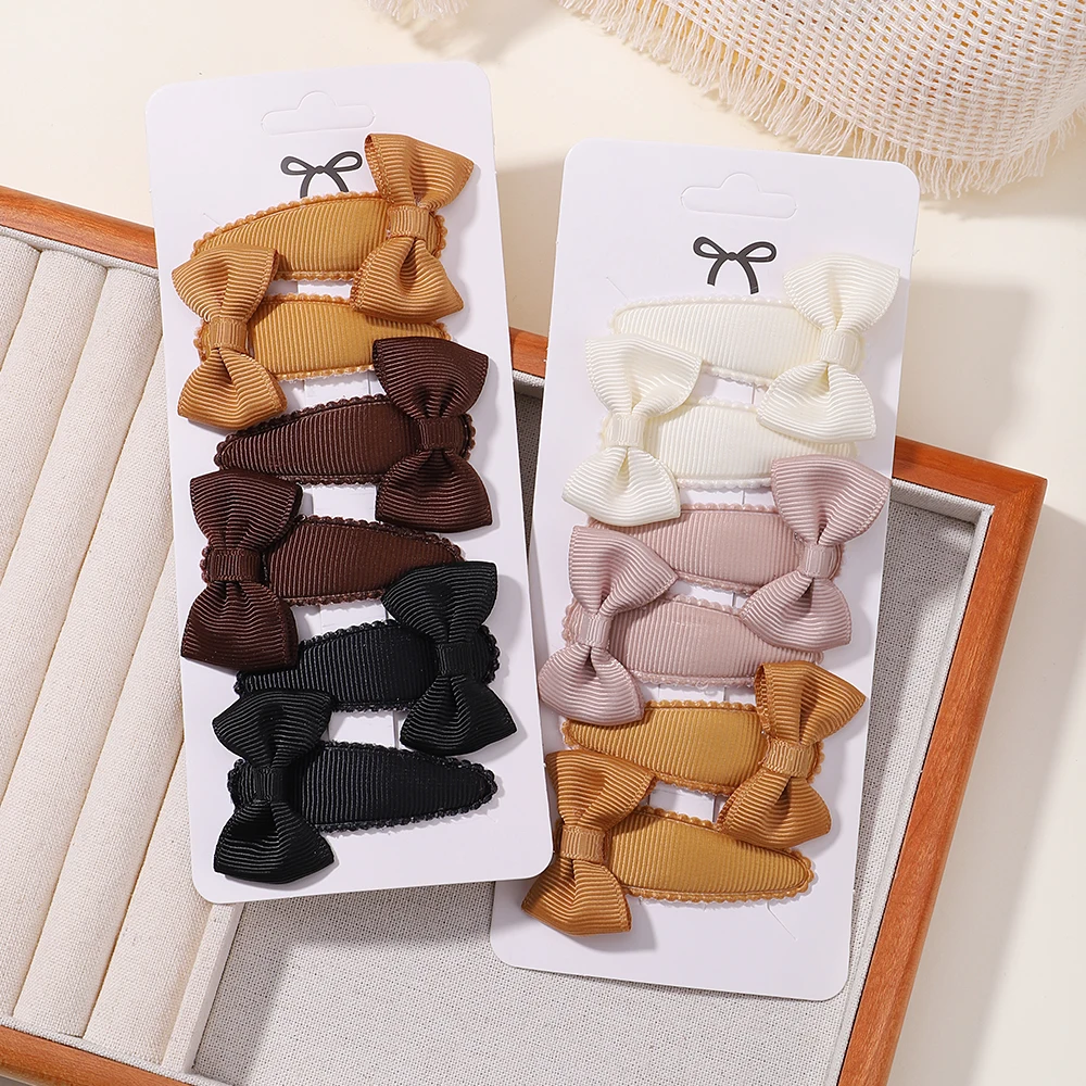 6Pcs Lovely Bows Hairpin For Kids Baby Solid Color Hair Clip Girls Hairgrips Headwear Barrettes Headdress Child Hair Accessories