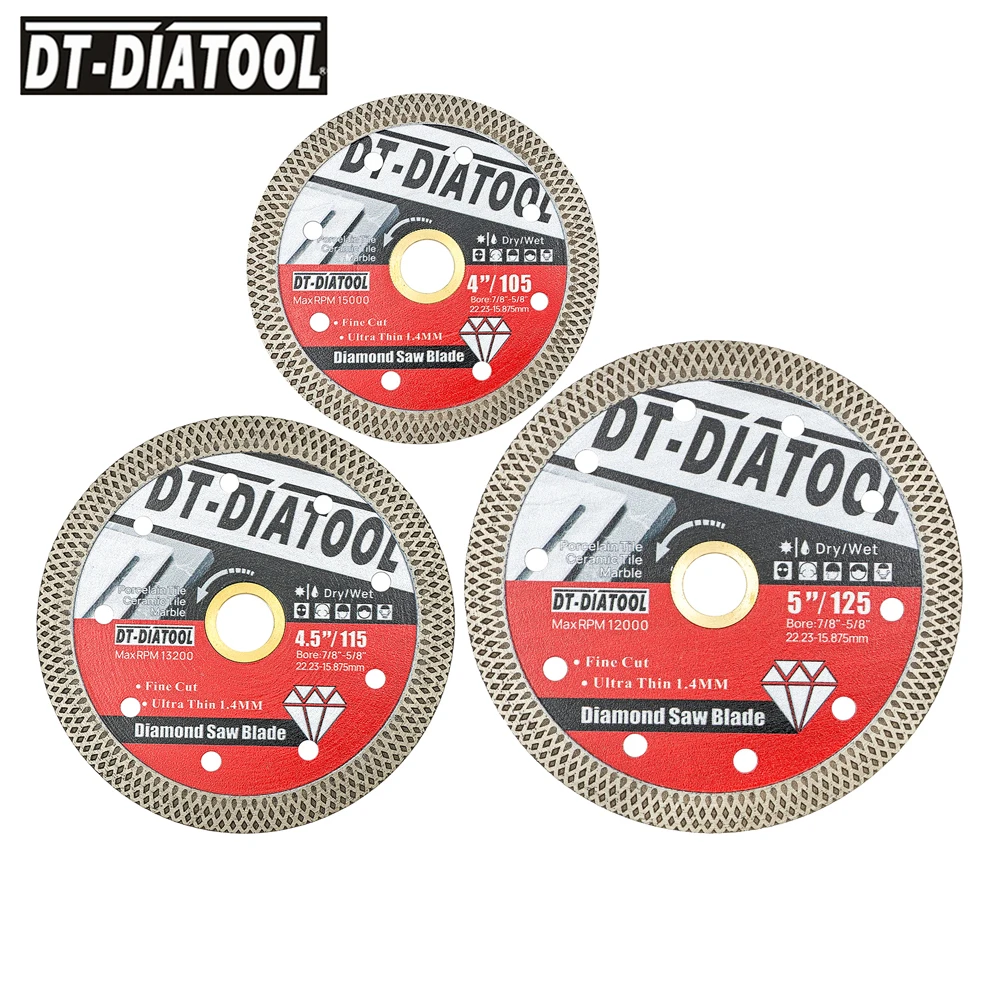 

DT-DIATOOL 1pc 105/115/125mm Diamond Cutting Disc Superthin Mesh Blade Tile Cutter Marble Stone Ceramic Porcelain Disc Dry Wet