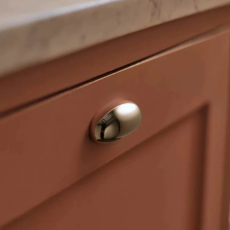 Titanium Silver Modern Solid Brass High-end Furniture Handle Glossy Silver Kitchen Handle Nordic Minimalist Style Drawer Handles