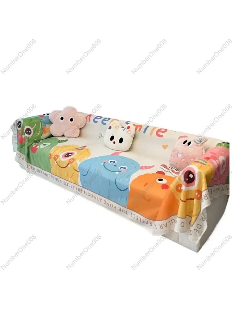 Ice Silk Sofa/ Cover Cloth Summer Sofa/ Cushion Backrest Armrest Cover Towel Non-Slip Cartoon Sofa/ Cover Cool Sofa Towel