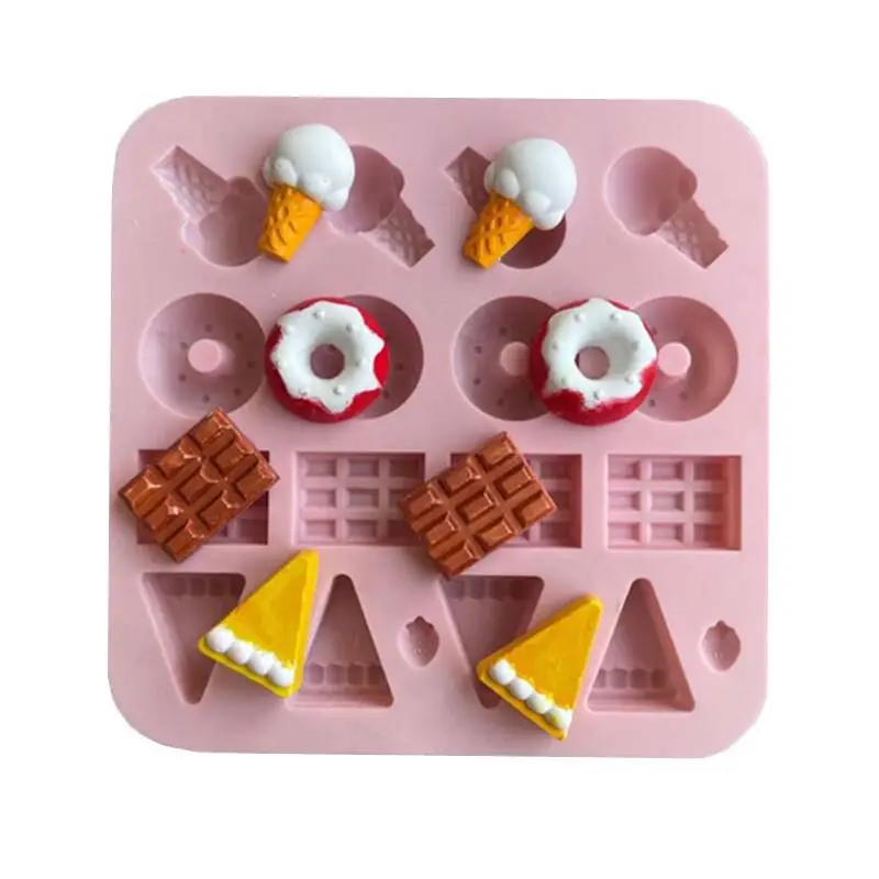 Aouke Ice Cream Shape Silicone Mould Kitchen DIY Fondant Cake Baking Tool Candy Dessert Chocolate Mould Mousse Cookie Donut Mold