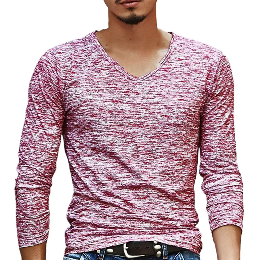 Cool Top Casual All Match Streetwear V Neck Slim Men Shirt  Men Top Moisture Absorbing