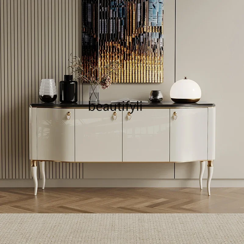 

CC American light luxury door cabinet living room integrated locker solid wood paint design side cabinet