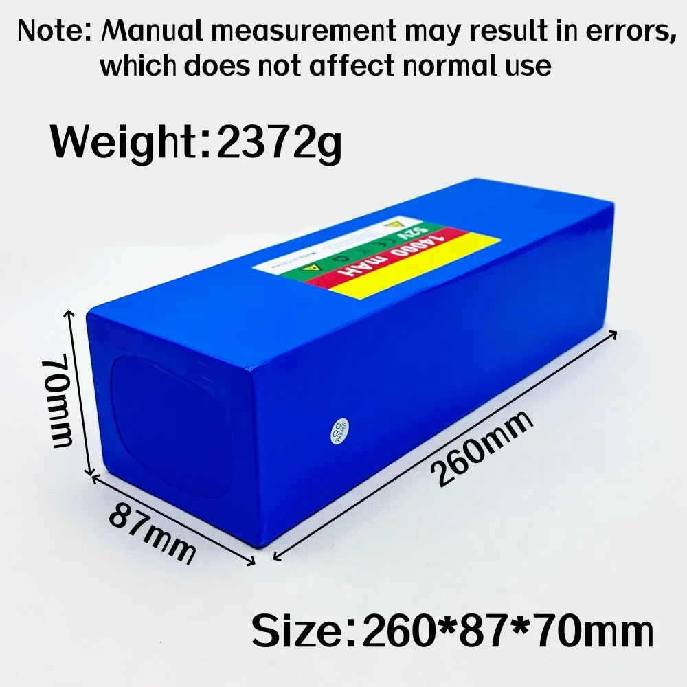 52V 14S4P 14Ah 14000mAh 18650 1500W Lithium Rechargeable Battery Pack Suitable for Balance Cars, Electric Scooters