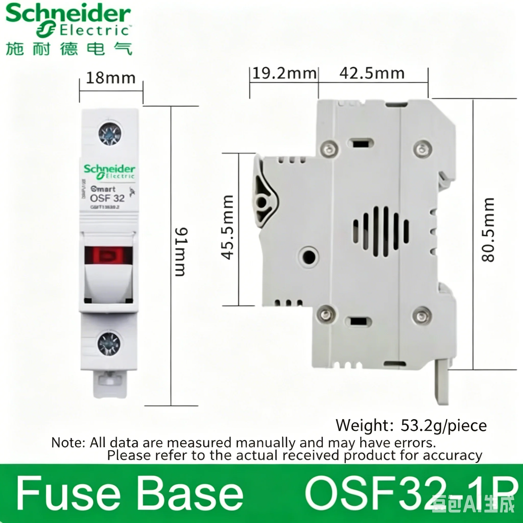 Schneider Indicator Light Fuse Base OSMFU132X OSMFU232X OSMFU332X OSMFU432X1P 2P 3P 4P 10x38 1A-32A Original New Circuit Breaker