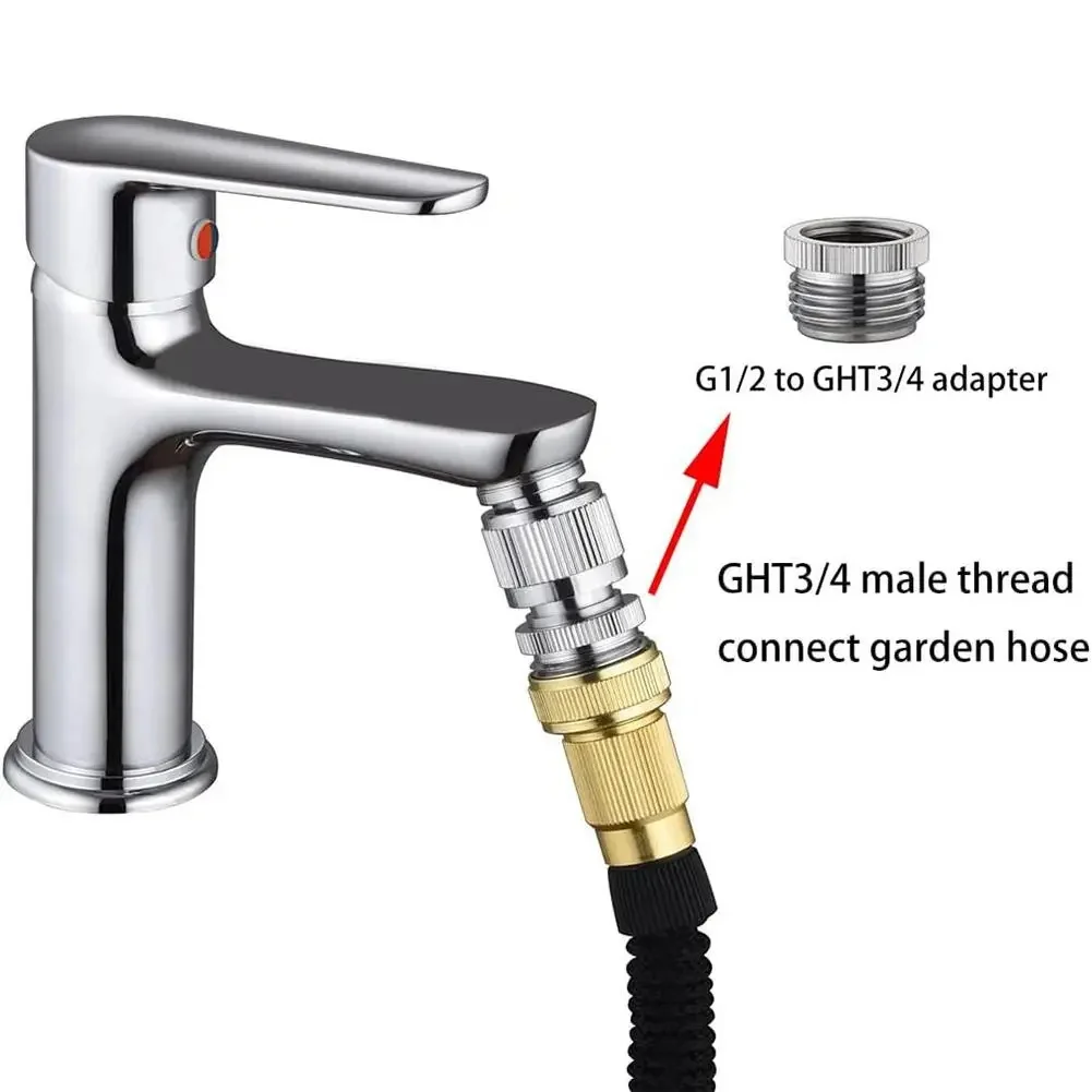 Brass Faucet Adapter Set 4 pcs for Garden Hose Shower Connection Quick Connect Fitting for Aquarium Filling and Pet Bathing