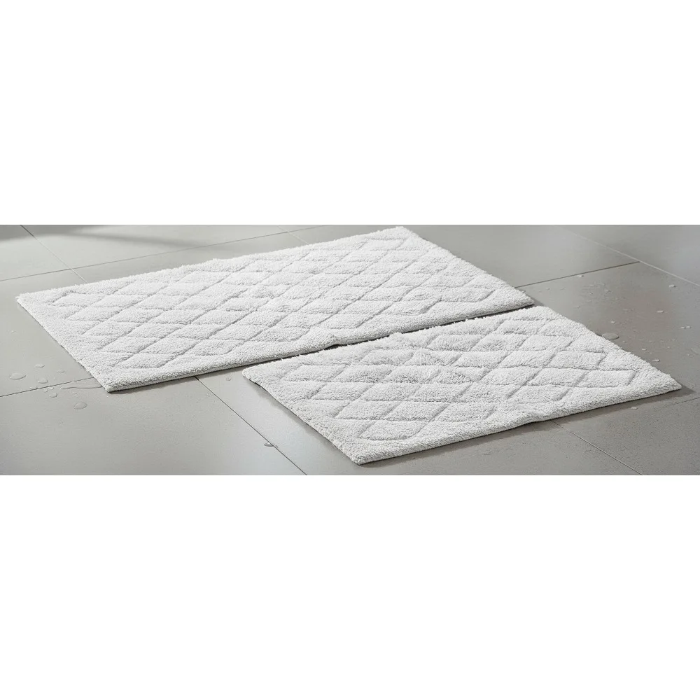 

Soft Absorbent Bathroom Rug Set, Reversible Modern Design, Luxury Bath Mat for Home Decor (2 Piece, Grey)