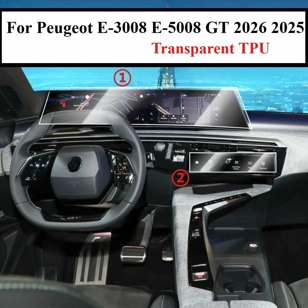 PPF-Schutzfolie für Peugeot E-3008 E-5008 2026 2025 Transparente TPU GPS-Navigations- und Schalttafel-Mittelkonsolen-Autozubehör – Detail 7