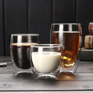 5 Ukuran Cangkir Kaca Berinsulasi Dinding Ganda Cangkir Kopi Espresso Bening Cangkir Bir Buatan Tangan Gelas Teh Susu Gelas Wiski Perlengkapan Minum 6 gelas koktail dengan penjualan terbaik - №