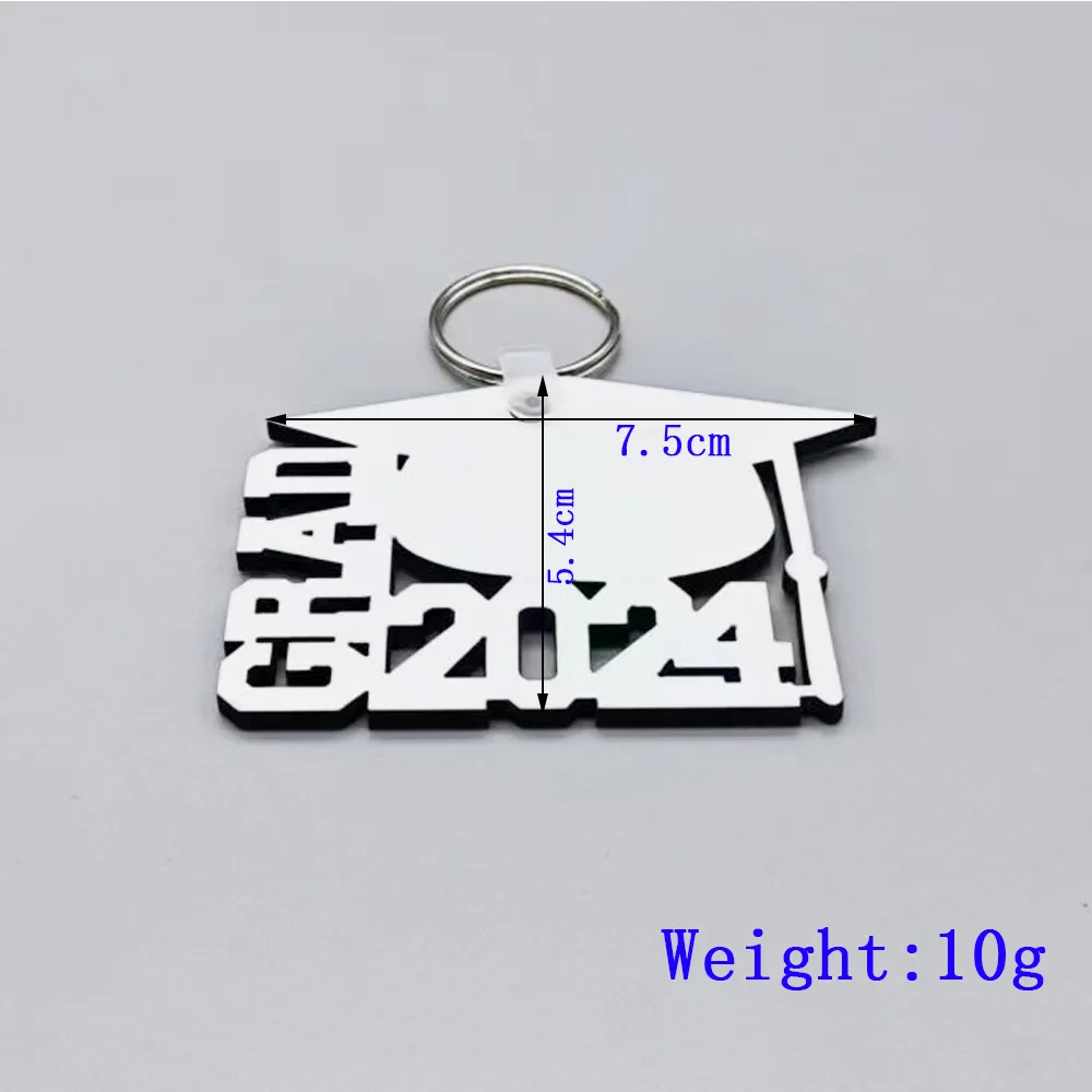 20pcs/Lot MDF 2025 Grad Keychain Sublimation Keychain Blanks Double Sides Graduation Memory Key Ring For Senior Graduation Gifts