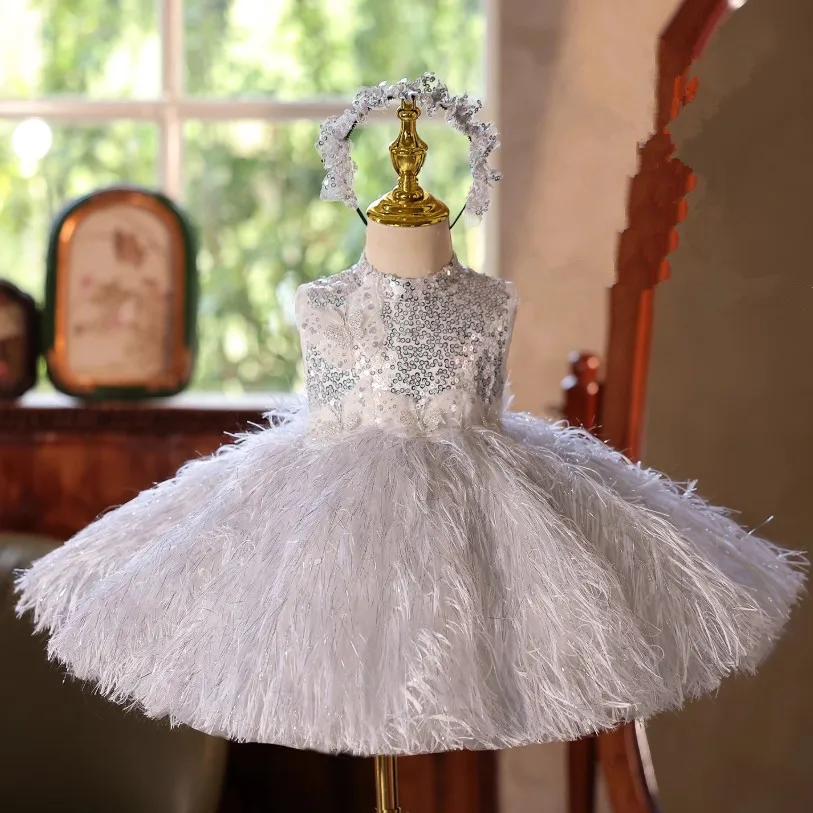 

High-End Children's Princess Costume Host's Piano Performance Birthday Party Dresses For Girls A4868 Vestidos Bridesmaid Dresses