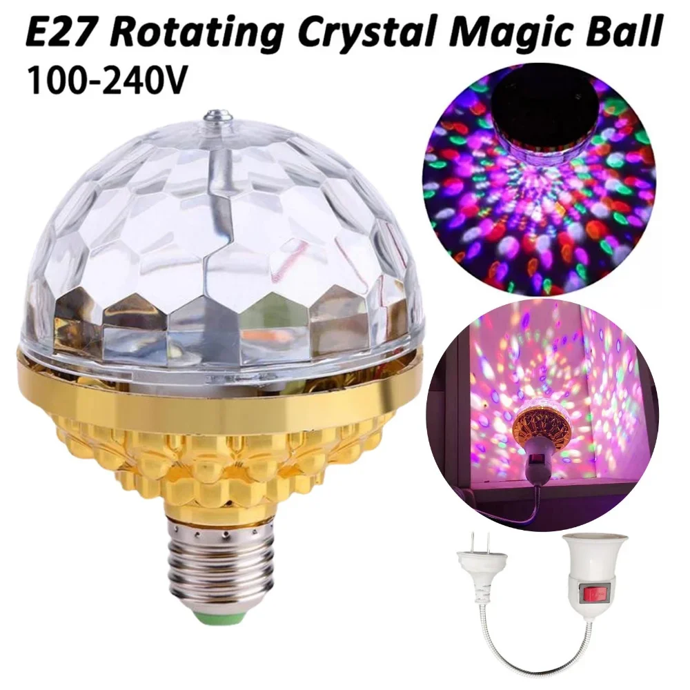 Mini Rotating Magic Ball Light, E27, Rgb, Lâmpada de Projeção, Festa, DJ, Disco, Bola, Casa, Ktv, Bar, Palco, Iluminação do casamento