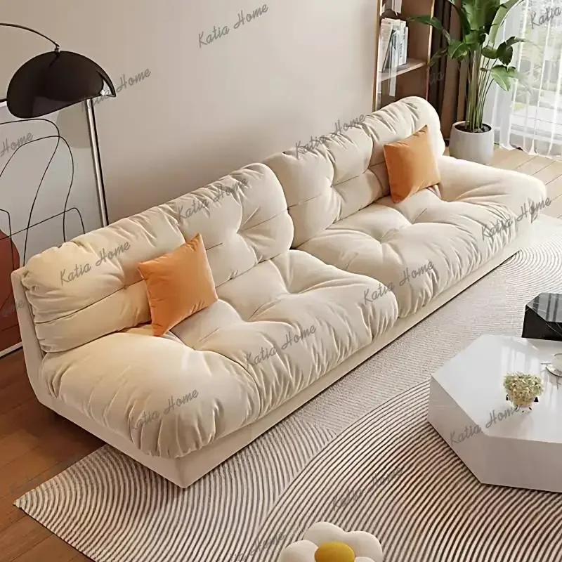 Factory Direct Designer Beige Living Room Sofas Air Aesthetic Lazy Couch Living Room Sofas Sleeper Apartments Divano Soggiorno F