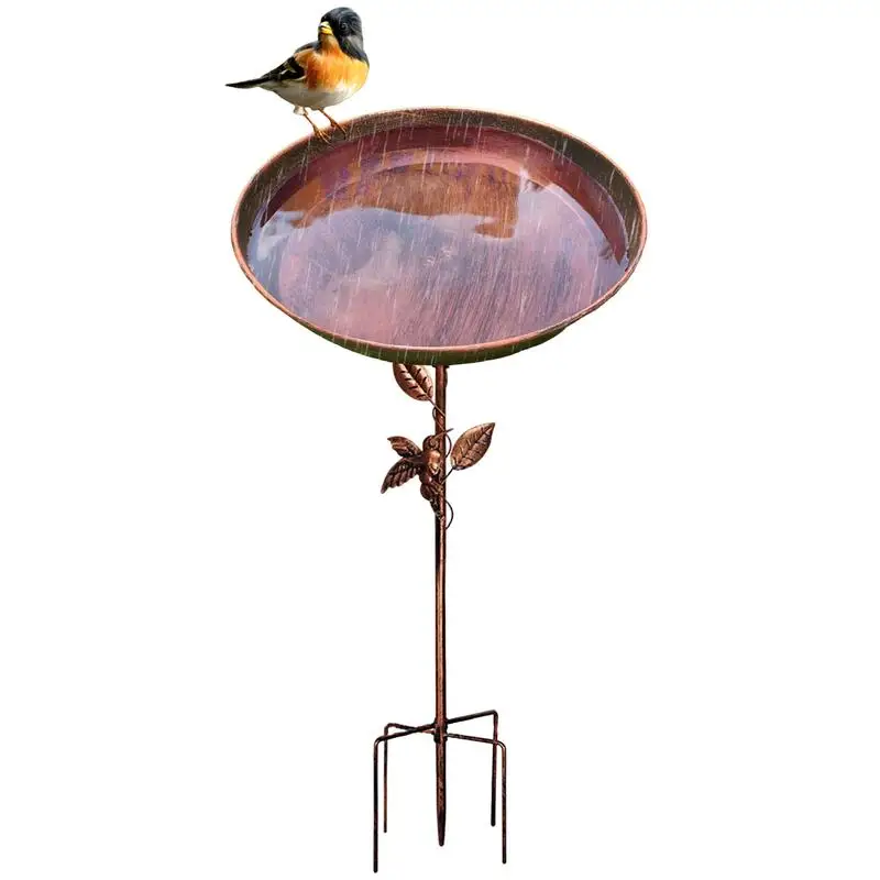 Retro Iron Bird Bath Birdbath Bowl & Water Feeder Decoration For Pond Birdwatching Balcony Farmhouse Backyard Garden