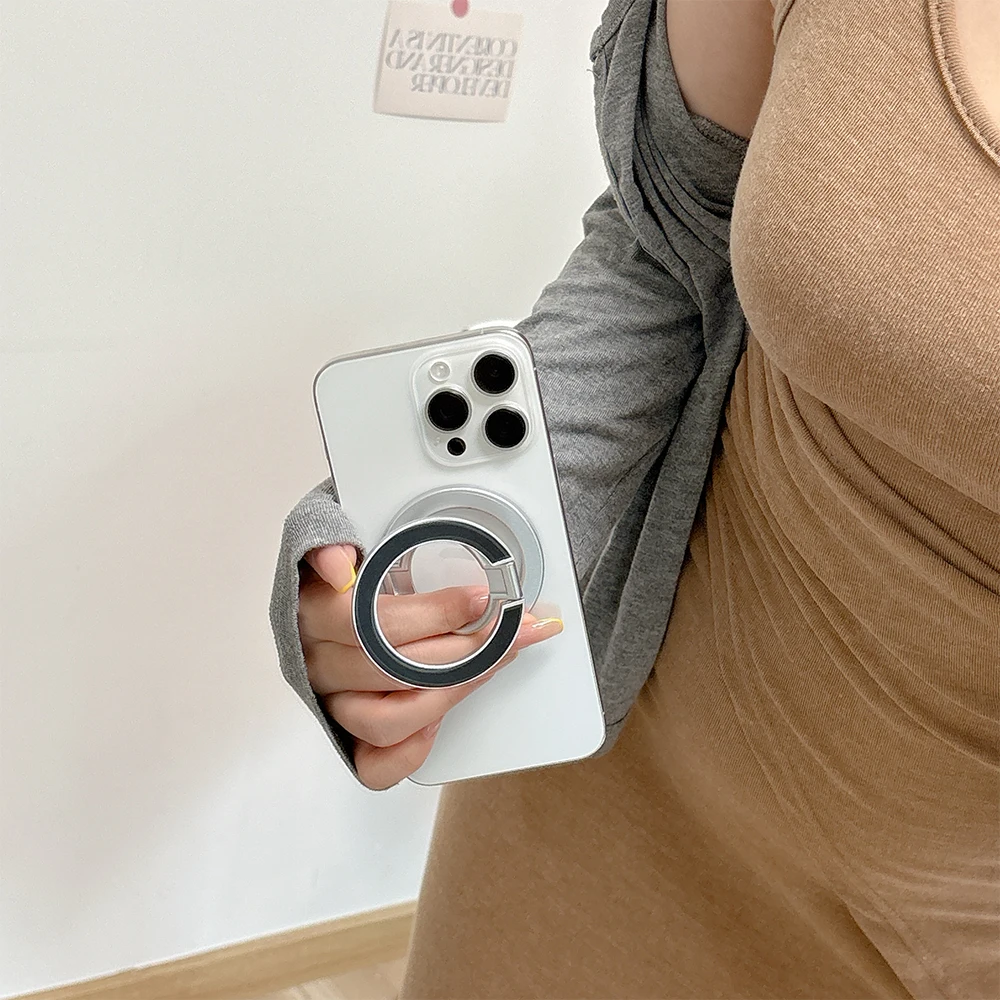 For Magsafe Magnetic Double Sided Magnetic Suction 1Pcs Strong Suction Rotating 360 Wall Stickers Everywhere Folding Ring Phone