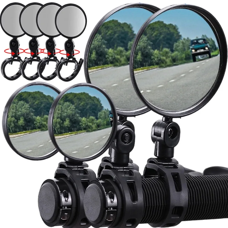 자전거 백미러 조정 가능한 시야각 범용 핸들바 마운트 안전 사이클링 미러 도로 자전거용 쉬운 설치