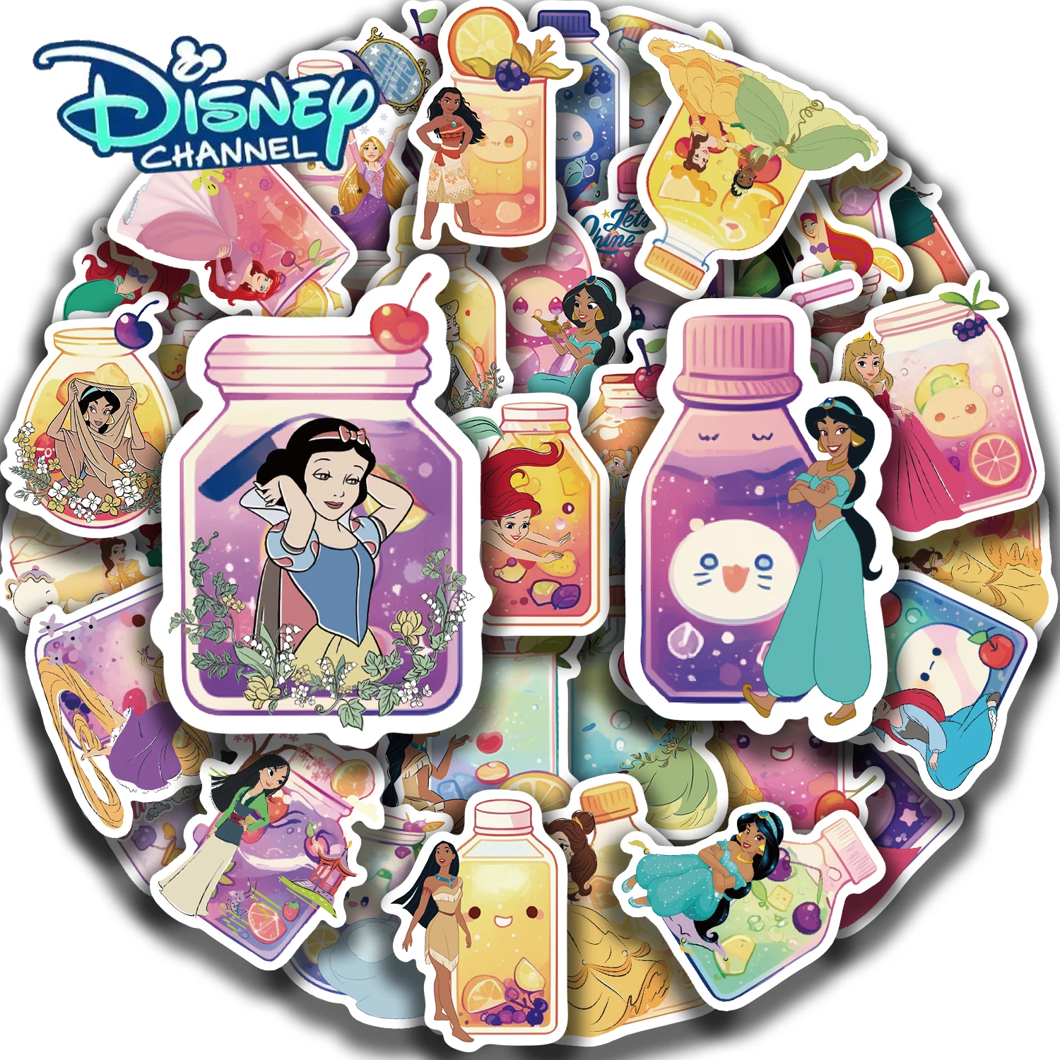 50 قطعة من ملصقات أميرات الدلو من ديزني، ملصق يوميات الكمبيوتر المحمول والأمتعة ولوح التزلج، ملصق كرتوني ممتع كلاسيكي لتزيين الهدايا #1