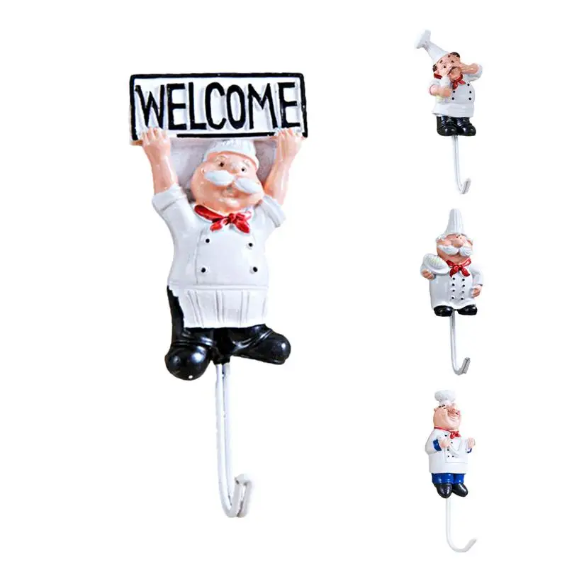 Ganci da cucina per Chef cucina creativo Chef Cartoon Storage Rack ganci Cartoon Power Cord Storage Rack Chef Plug Hook Utility ganci