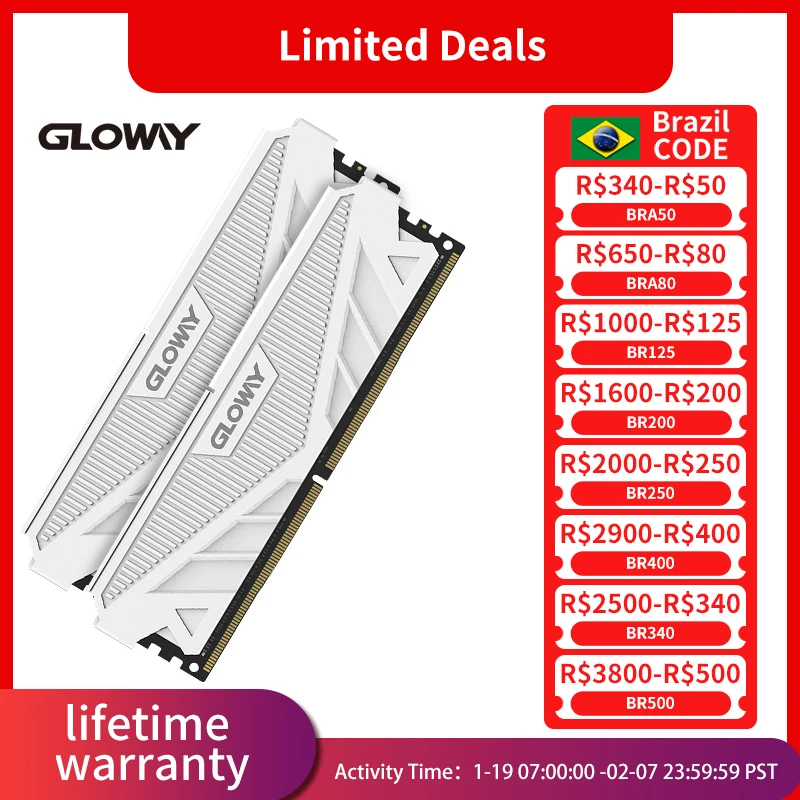 Gloway Memoria RAM DDR4 3200 МГц 16 ГБ 8 ГБ 3600 МГц Оперативная память DDR4 8 ГБX2 3200 МГц Настольная память для компьютера