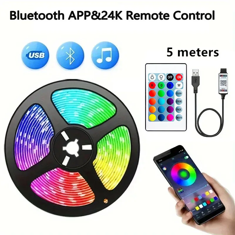 1/2/3 قطعة USB 5050 RGB LED قطاع ضوء البعيد بلوتوث APP التحكم شريط مرن ديود الشريط للتلفزيون خلفية غرفة المعيشة غرفة نوم #1