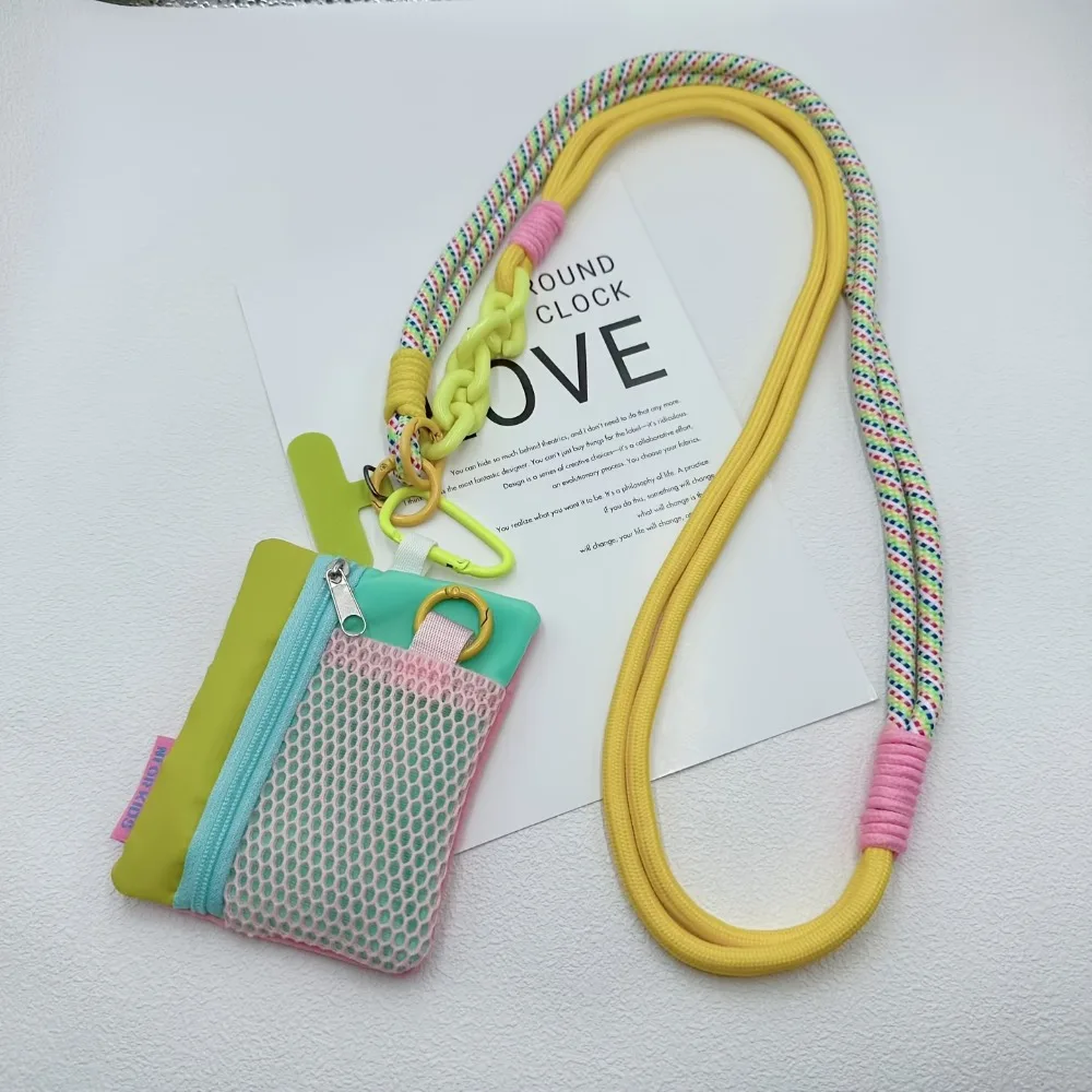 Mini Mesh Zipper Pouch Colorful Small Coin Purse with Carabiner Keychain Wallet Organizer Bag for Earphone School Stationery