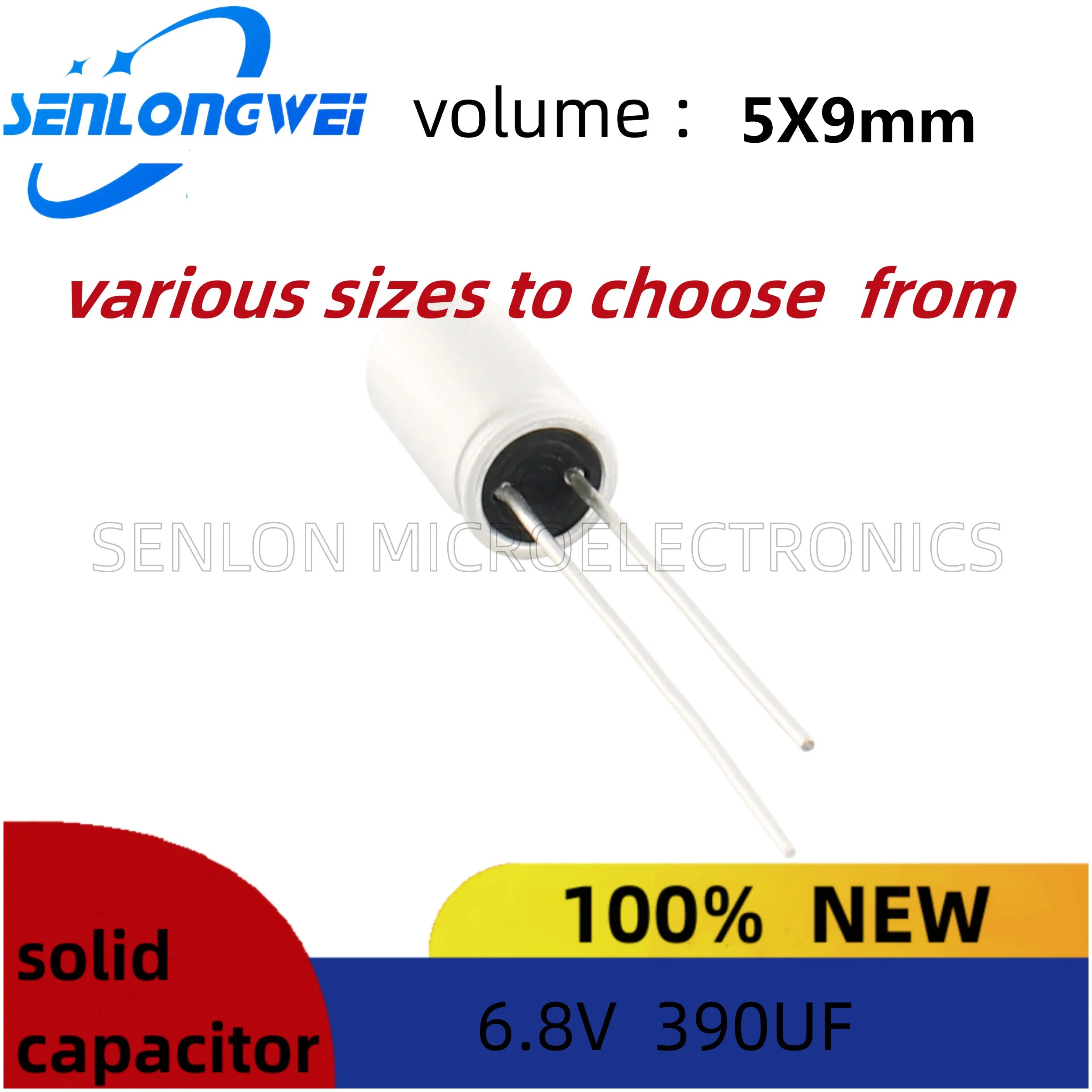 10PCS New 390uF 6.8V 5x9 Aluminum Electrolytic Capacitor for MB/VGA Solid Capacitor Ultra Low ESR High Ripple Current 6.8V390uF