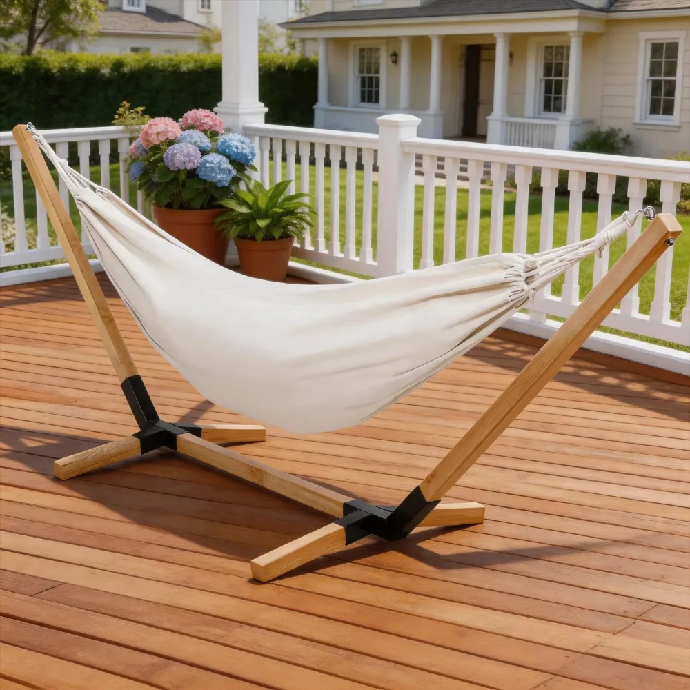 Professional Manufacturer Heavy Duty Wooden Hammock with Stand for Resort and Hotel Projects