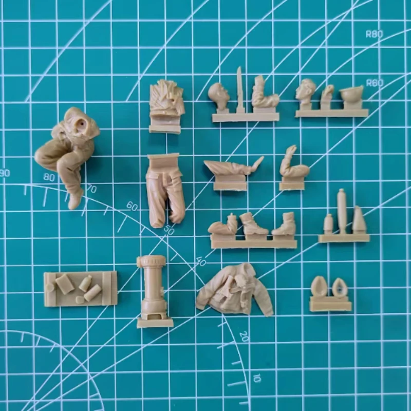 Kit de modelo de figura de resina fundida em escala 1/35, segunda guerra mundial, tanker dos eua, chow time 2, figuras (sem tanque), desmontado e sem pintura