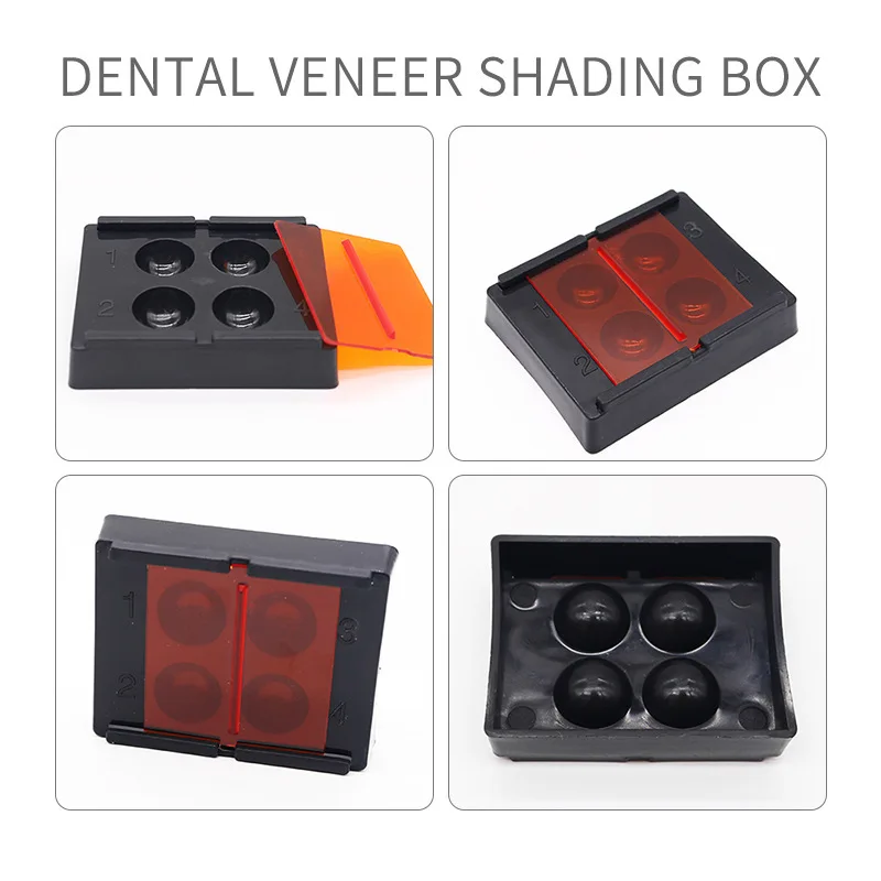 30Pcs 4 Holes Dental Mix Composite Shading Light Box with Cover Veneer Tooth Box Denture Teeth Patch Light Storage Case