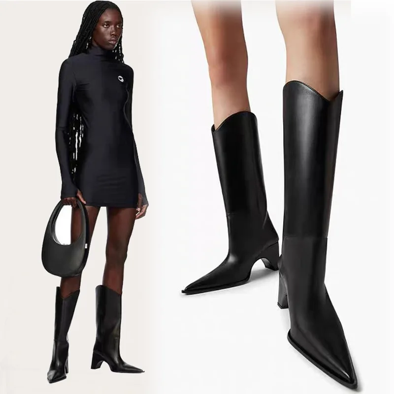 

Sexy Pointed Toe Catwalk Ladies Boot 2025 Autumn Winter New Fashion Weird Heel Chelsea Boots Solid Color Party Model Casual Boot