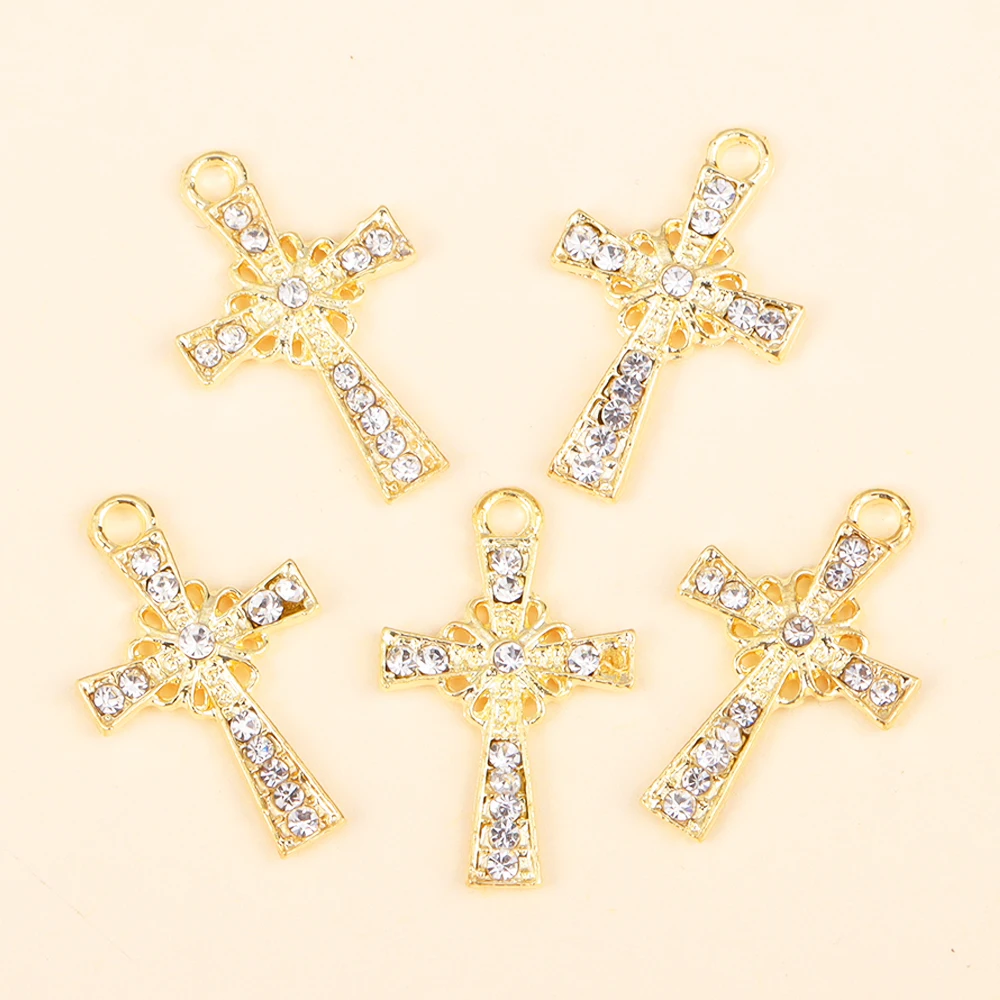 10 Stücke Mode Glänzenden Kristall Zirkon Kreuz Anhänger Halskette für Frauen Mädchen Schmuck Machen Armband Exquisite Accessoires Party Jude – Detail 7