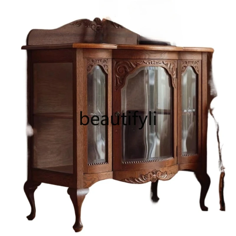 

European retro, display cabinet French classical, carved tea cabinet side cabinet