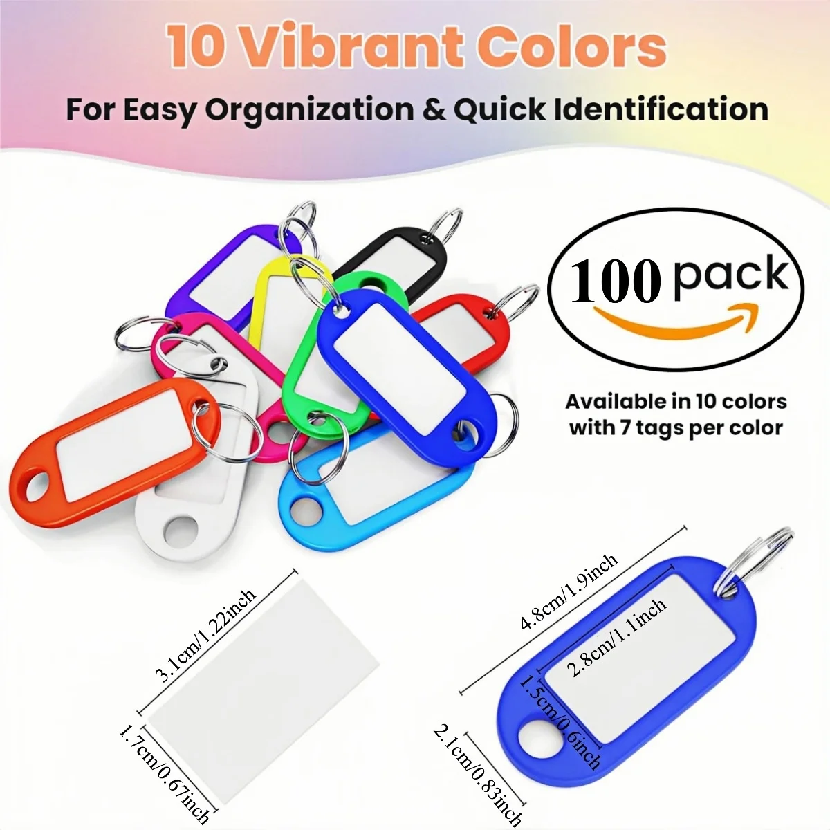 10-100 PCS Multicolor Plastic Keychain ID Label Tags Luggage ID Tags Hotel Number Classification Card Key Rings Keychain